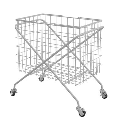 EHVYBDX Wire Laundry Hamper with Rolling Wheels Laundry Storage Basket with Pulleys Cotton Linen Lining Push Trolley Type Laundry Sorting Basket Push Trolley Type Laundry Sorting Basket