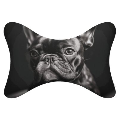 BTCOWZRV French Bulldog Car Neck Pillow Set of 2 Ultra Comfortable Car Headrest Pillow for Driving Soft Car Neck Support Pillow, Memory Foam and Breathable Removable Cover