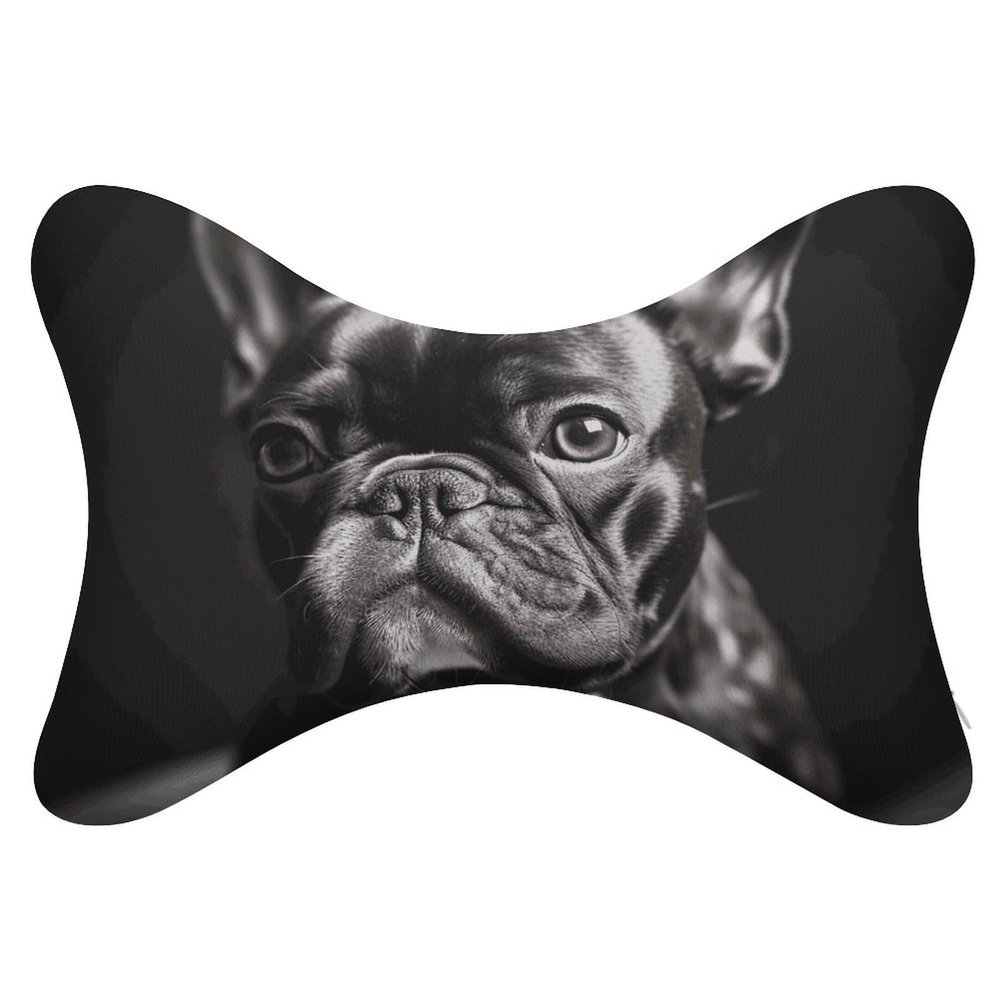 BTCOWZRV French Bulldog Car Neck Pillow Set of 2 Ultra Comfortable Car Headrest Pillow for Driving Soft Car Neck Support Pillow, Memory Foam and Breathable Removable Cover