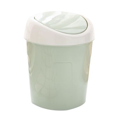 CHICIRIS Desktop Trash Can, Plastic Garbage Bin Mini Countertop Trash Bin with Swing Lid for Kitchen Bathroom Bedroom Office Dorm, 5.5 x 6.7in (Green