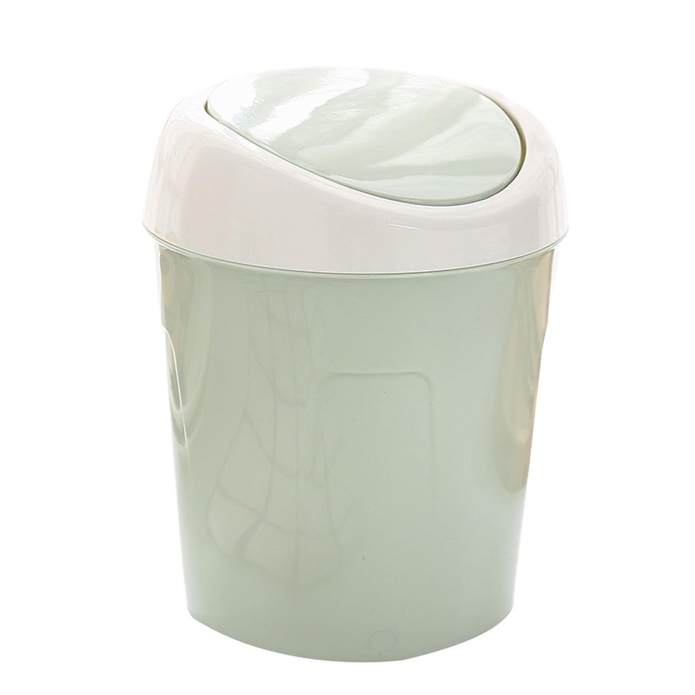 CHICIRIS Desktop Trash Can, Plastic Garbage Bin Mini Countertop Trash Bin with Swing Lid for Kitchen Bathroom Bedroom Office Dorm, 5.5 x 6.7in (Green