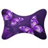 BTCOWZRV Purple Butterflies Car Neck Pillow Set of 2 Ultra Comfortable Car Headrest Pillow for Driving Soft Car Neck Support Pillow, Memory Foam and Breathable Removable Cover view 1