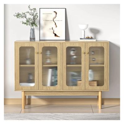 HIREIDA 4 Door Buffet Cabinet with Storage Sideboard Large Credenza Buffet Table Bar Cabinet for Kitchen Dining Room,TV Stand