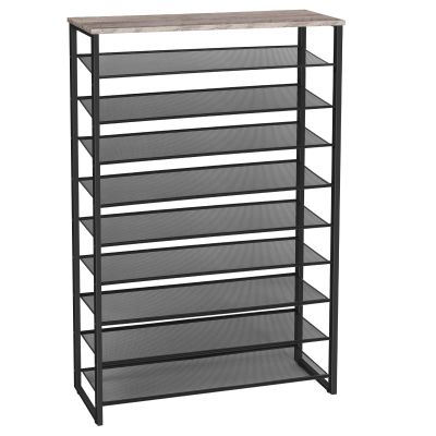 HOOBRO 10-Tier Shoe Rack, 39.4" L Shoe Storage Organizer, Large Capacity Shoe Shelf for Front Door Entrance, Entryway, Hallway, Holds 45-50 Pairs of Shoes, Closet, Greige and Black BG171XJ01