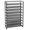 HOOBRO 10-Tier Shoe Rack, 39.4" L Shoe Storage Organizer, Large Capacity Shoe Shelf for Front Door Entrance, Entryway, Hallway, Holds 45-50 Pairs of Shoes, Closet, Greige and Black BG171XJ01 view 1