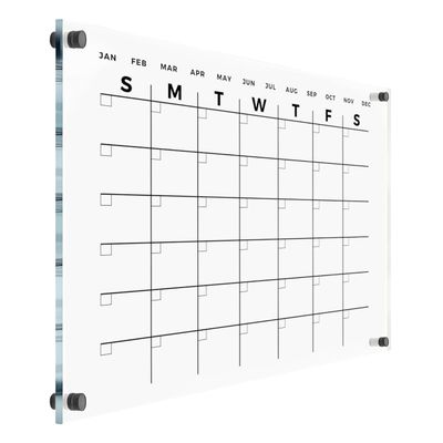 Premium Wall Acrylic Calendar - Dry Erase Board - Reusable Board for Office and Home - Large Glass Calendar for Wall (28x20'')