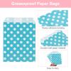 uxcell 100Pcs Kraft Paper Treat Bags, 7" x 5" Greaseproof Kraft Candy Bags Flat Favor Bags Small Gift Bags for Bakery Cookies Dessert Chocolate Soap Wedding Party Favor, Blue Dot view 3