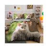 3D Cat Bedding Set Luxury Animal Duvet Cover with Pillowcase Flower Scenery Cute Cat Quilt Covers King Queen Full Twin Home Textile for Children Bedclothes with Pillow (US Queen,2) view 2