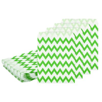 uxcell 100Pcs Kraft Paper Treat Bags, 7" x 5" Greaseproof Kraft Candy Bags Flat Favor Bags Small Gift Bags for Bakery Cookies Dessert Chocolate Soap Wedding Party Favor, Fruit Green Wave