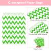 uxcell 100Pcs Kraft Paper Treat Bags, 7" x 5" Greaseproof Kraft Candy Bags Flat Favor Bags Small Gift Bags for Bakery Cookies Dessert Chocolate Soap Wedding Party Favor, Fruit Green Wave view 3