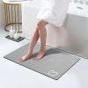 RUERYA Bath Mat Rugs Quick Dry Super Absorbent Diatomaceous Earth Bath Mat Non Slip Rubber Bottom Thin Bathroom Mat Fit Under Door, Floor Rugs in Front of Bathtub,Shower Room,Sink, 17 x 32, Grey view 1