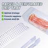 Caylielam 2-Pack Bacon Keeper Containers for Refrigerator, Airtight Fridge Meat Food Storage Boxes with Lids and Tongs, Clear and Reusable Plastic Fruit Cheese Eggs Serving Holder, Microwave Safe view 4