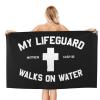CHENYONAS My Life Guard Walks On Water Lightweight Bath Towel 32"X52" Quick Dry High Absorbent Microfiber Absorbent Bath Towel for Shower Black view 2