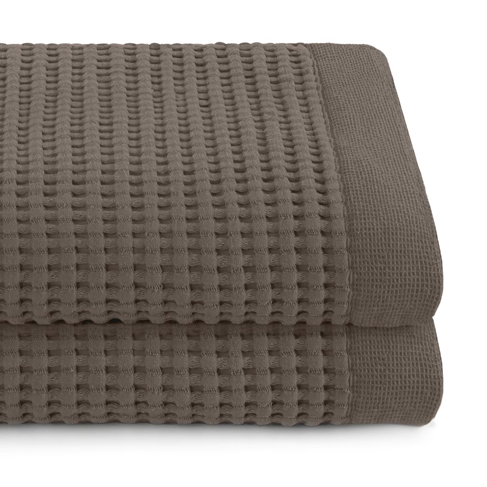 GILDEN TREE Waffle Towels for Bathroom Luxury 100% Cotton Bath Towels, Quick Dry Towel, Thin Super Absorbent Lint Free Shower Towels, Bath Towels Set of 2, Modern Style (Stone)