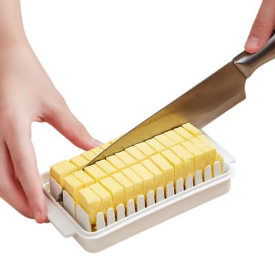 Baking Butter Butter Dish With Lid and Cutting Case Multi Purpose Butter Dishes Butter Dishes with Lids for Cooking Needs Portable Cheese Storage Holder, 16.5x9.5x5 cm (White)