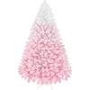 Topeakmart 6ft Flocked Artificial Christmas Tree with Foldable Stand & PVC Tips for Holiday Decoration-Pink Gradient & White view 1