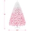 Topeakmart 6ft Flocked Artificial Christmas Tree with Foldable Stand & PVC Tips for Holiday Decoration-Pink Gradient & White view 3