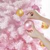 Topeakmart 6ft Flocked Artificial Christmas Tree with Foldable Stand & PVC Tips for Holiday Decoration-Pink Gradient & White view 4