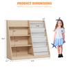 NACHES 4 Tier Kid Bookshelf Wooden 6 Sling Children Bookcase Toddler Montessori Bookcase Book Rack Display Toy Storage Organizer Book Display Shelf Stand Classroom Bedroom Nursery Playroom (Burlywood) view 2