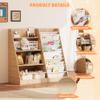 NACHES 4 Tier Kid Bookshelf Wooden 6 Sling Children Bookcase Toddler Montessori Bookcase Book Rack Display Toy Storage Organizer Book Display Shelf Stand Classroom Bedroom Nursery Playroom (Burlywood) view 3