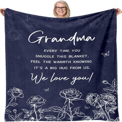 AJIIUSV Grandma Blanket 60"X80" - Birthday Gift for Grandma - Grandmas Gifts from Granddaughter Grandson for Christmas Mothers Day