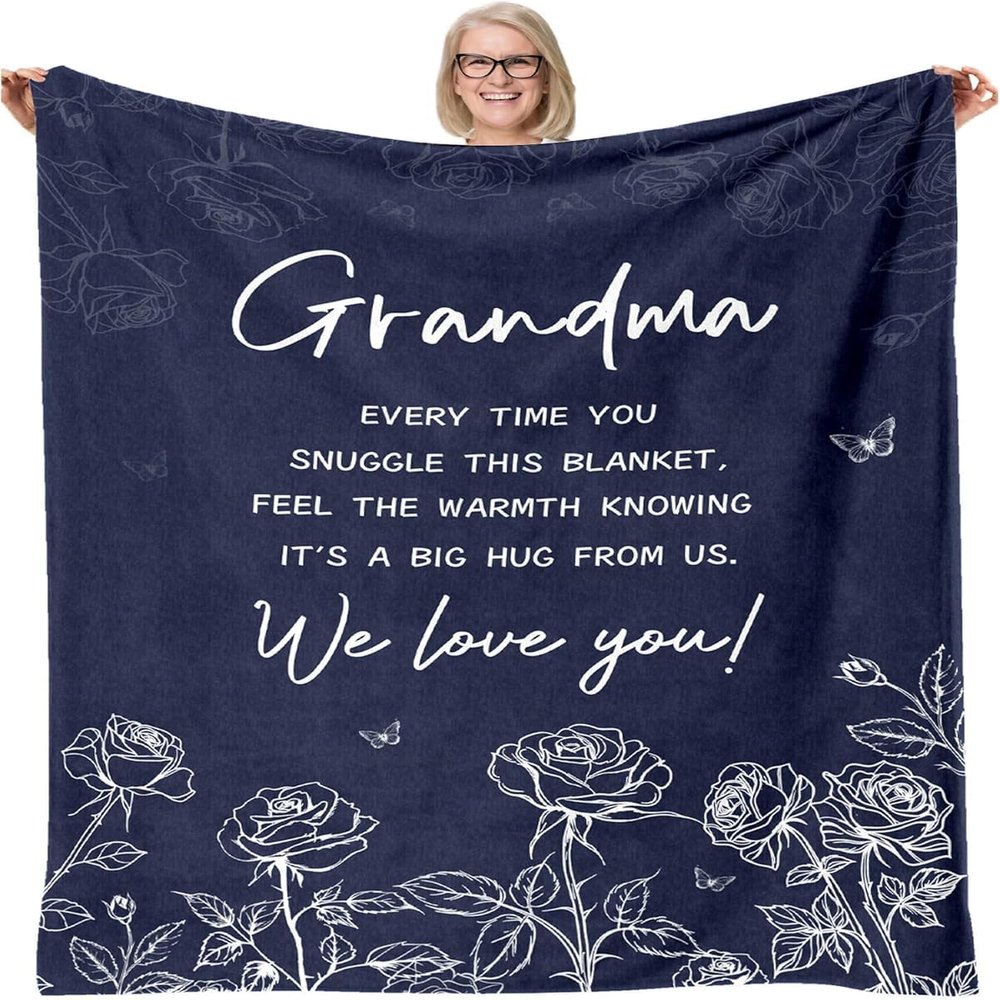 AJIIUSV Grandma Blanket 60"X80" - Birthday Gift for Grandma - Grandmas Gifts from Granddaughter Grandson for Christmas Mothers Day