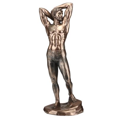 Veronese Design 11 3/4 Tattooed Male in Tights Strething Pinup Pose Cold Cast Resin Bronze Finish Sculpture