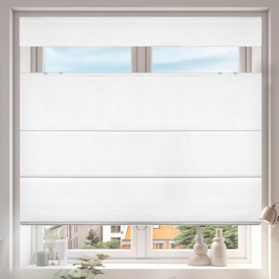 HOTSOON Top Down Bottom Up Roman Shades for Window,Cordless Blackout Room Darkening Fabric Roman Shades,Thermal Insulation Custom Blinds for Living Room Loft,White,57" W x 56" H