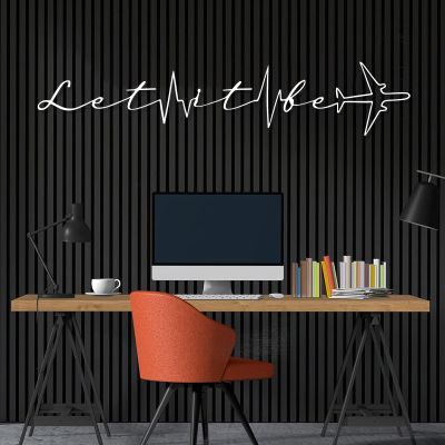 Let It Be Metal Wall Decor, Inspirational Metal Wall Art, Encouraging Wall Art, Metal Words Wall Decor, Let It Be Wall Art, Positive Quote Wall Art, Living Room Office Wall Decor (White, 30x6 | 76x15cm)