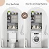 ZenStyle Over The Toilet Cabinet Double Door Wood Bathroom Storage Organizer with Adjustable Shelves, Cubby and Tempered Glass Door (Grey) view 2
