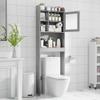 ZenStyle Over The Toilet Cabinet Double Door Wood Bathroom Storage Organizer with Adjustable Shelves, Cubby and Tempered Glass Door (Grey) view 3