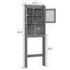 ZenStyle Over The Toilet Cabinet Double Door Wood Bathroom Storage Organizer with Adjustable Shelves, Cubby and Tempered Glass Door (Grey) view 4
