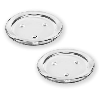 HAOZIJIE 2Pack Clear Transparent Candle Plate, Round Glass Candle Holder, Candle Holders for Dinning Wedding Party Table Centerpiece,3" (2, 3")