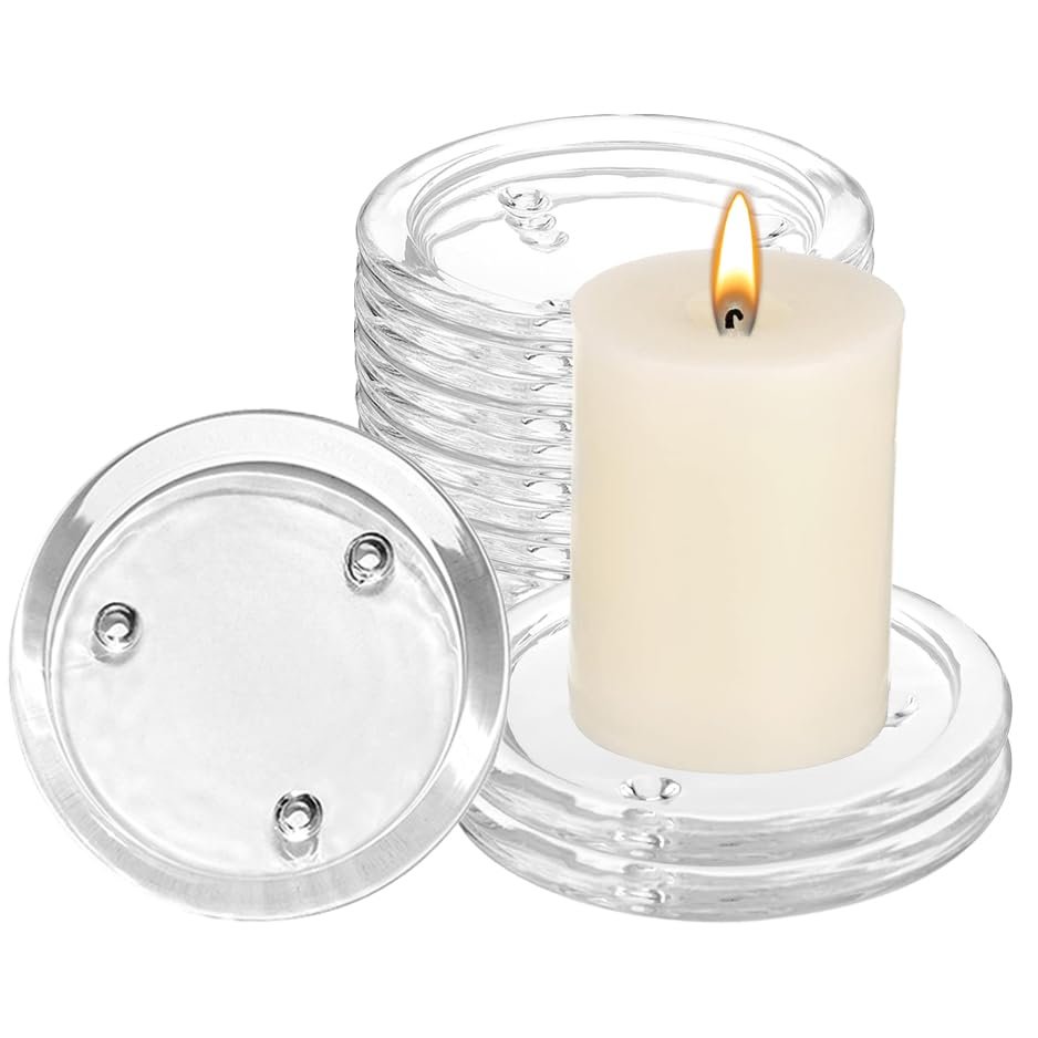 12Pcs Clear Transparent Candle Plate, Round Glass Candle Holder, Candle Holders for Dinning Wedding Party Table Centerpiece,3" (12, 3")