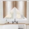 Ombre Brown White Swag Curtain Drapes 63 Inches Long 2 Panels Set,Contemporary Minimalist Gradient Semi-Sheer Curtain Drapes Rod Pocket Valance for Kitchen,Bedroom,Bathroom,Cafe Window 72" Wx63 L view 2