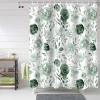 Anzona Green Floral Waterproof Shower Curtains Set - Stall 54 x 78 Inch, Abstract Watercolor Flowers Polyester Fabric Bathroom Curtain with 12 Hooks, Bathroom Accessories, 1 Panel view 1
