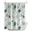 Anzona Green Floral Waterproof Shower Curtains Set - Stall 54 x 78 Inch, Abstract Watercolor Flowers Polyester Fabric Bathroom Curtain with 12 Hooks, Bathroom Accessories, 1 Panel view 2