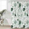 Anzona Green Floral Waterproof Shower Curtains Set - Stall 54 x 78 Inch, Abstract Watercolor Flowers Polyester Fabric Bathroom Curtain with 12 Hooks, Bathroom Accessories, 1 Panel view 3