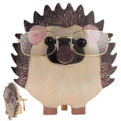 LUMINFLY Handmade Sunglasses Display Stand, Wooden Hedgehog Glasses Holder for Home, Cute Handmade Wooden Glasses Frame, Handmade Creative Pet Eyeglasses Holder, Office, and Nightstand, Desk