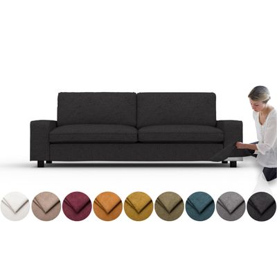 comfortly Cover for Kivik 3 Seat Sofa Bed, Replacement Slipcover, Heavy Duty 7 pcs Cover, Soft Durable Washable Fabric, Easy to Clean & Replace (Crown - Black)