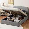 Merax Teddy Fleece Full Size Upholstered Platform Bed with Hydraulic Storage System, Gray view 3