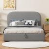 Merax Teddy Fleece Full Size Upholstered Platform Bed with Hydraulic Storage System, Gray view 4