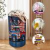 4th Of July Patriotic Trucks Large Laundry Basket Waterproof Collapsible Laundry Hamper Clothes Storage Basket Toys Bin for Bathroom Bedroom Home Decor view 3