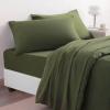 BOHOPOPM 7 Pieces Solid Color Ultra-Soft Elegant Natural Full Size Bed Sheets and Comforter Set with Flat Sheet Fitted Sheet 2 Pillow Cases 2 PillowShams Lightweight All Season Use, Olive Green Full view 2