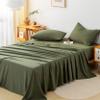 BOHOPOPM 7 Pieces Solid Color Ultra-Soft Elegant Natural Full Size Bed Sheets and Comforter Set with Flat Sheet Fitted Sheet 2 Pillow Cases 2 PillowShams Lightweight All Season Use, Olive Green Full view 4