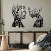 Abstract Face Metal Tree Wall Art, Decorative Branches, Tree Branch Art, Woman & Man Metal Wall Decor, Abstract Artwork, Modern Decorations, Living Room Decor (Black, 53"x(39"+33") | 135x(98+85)cm) view 1