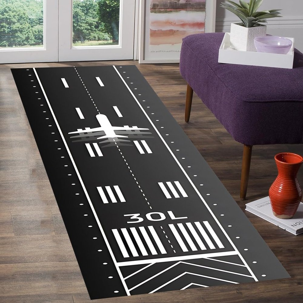 Runway Runner,Track Long Rug,Aircraft Rugs,Aviation Carpet,Airport Plane Carpets, Area Floor Racing Road Pattern RM1203 (60x200Cm/23x78 Inch)