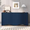 63.20" Retro Design Console Table Narrow Long Hallway/Entryway Table Entryway Table Modern Vertical Stripes and Wavy Design Wood Sideboard Buffet Cabinet for Hallway Entryway Living Room view 3