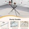 Glass Dining Table Set for 6,7 Piece Kitchen Room Dining Set,51'' Rectangle Dinner Table with 6 Tufted Velvet Kitchen Chairs and Tempered Glass Table Top for Dining Room Furniture (Silver&Black, 7PCS) view 4