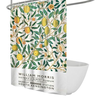 SHUODAOCO William Morris Shower Curtain Fruit Pomegranate Pattern Shower Curtain Set Polyester Fabric Bath Curtain for Bathroom Decoration 78Wx84L